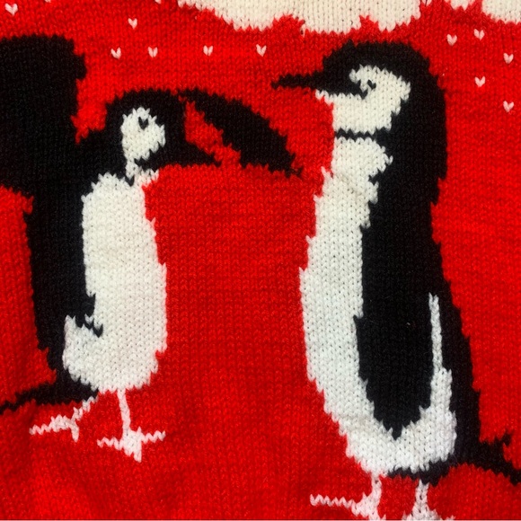Vintage Handmade Red Penguin Knit Sweater - Picture 11 of 17
